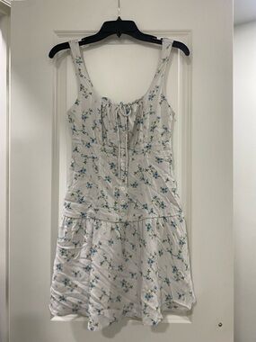 wild fable White Dress with Blue Floral Print
